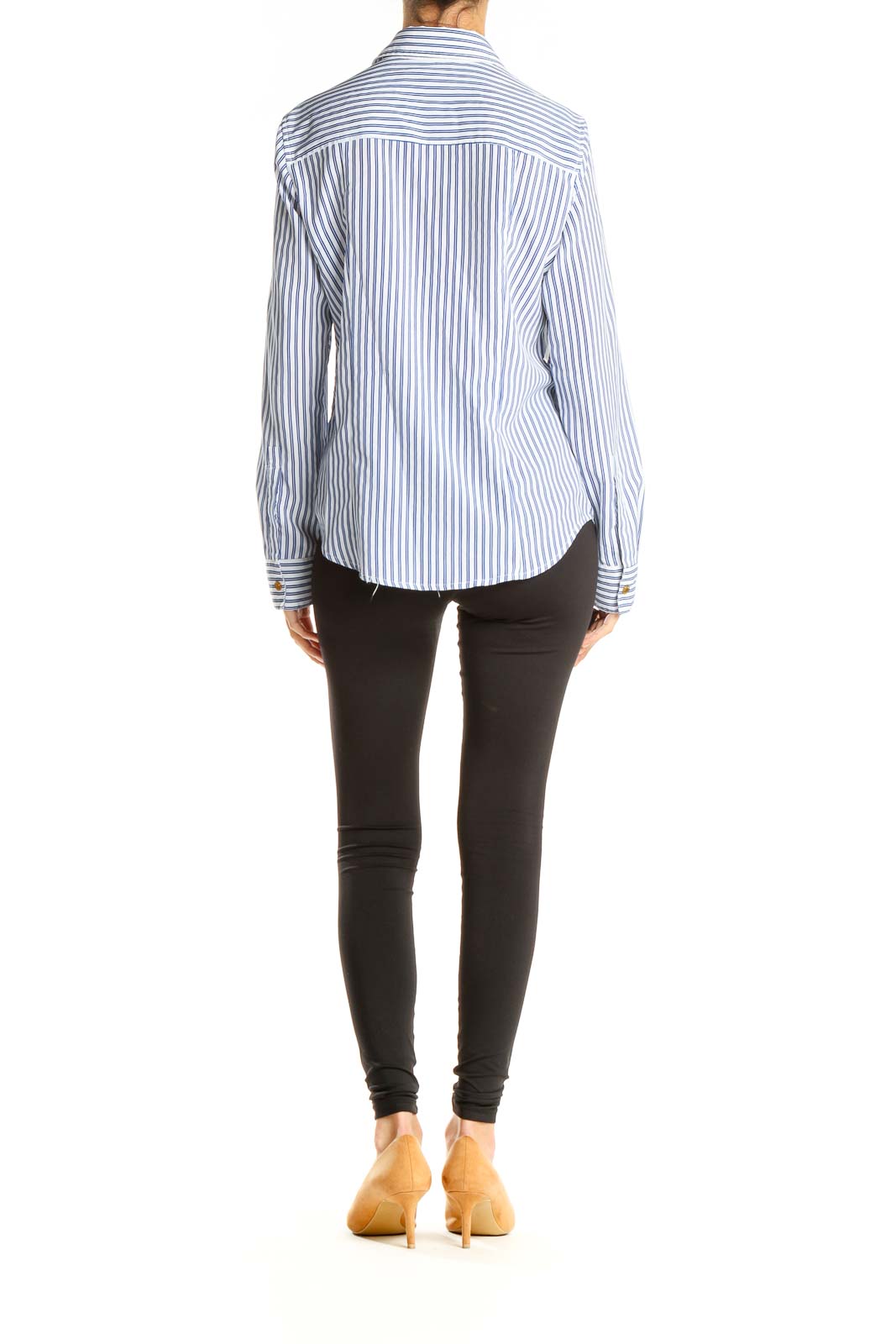 Blue Pinstripe Formal Top