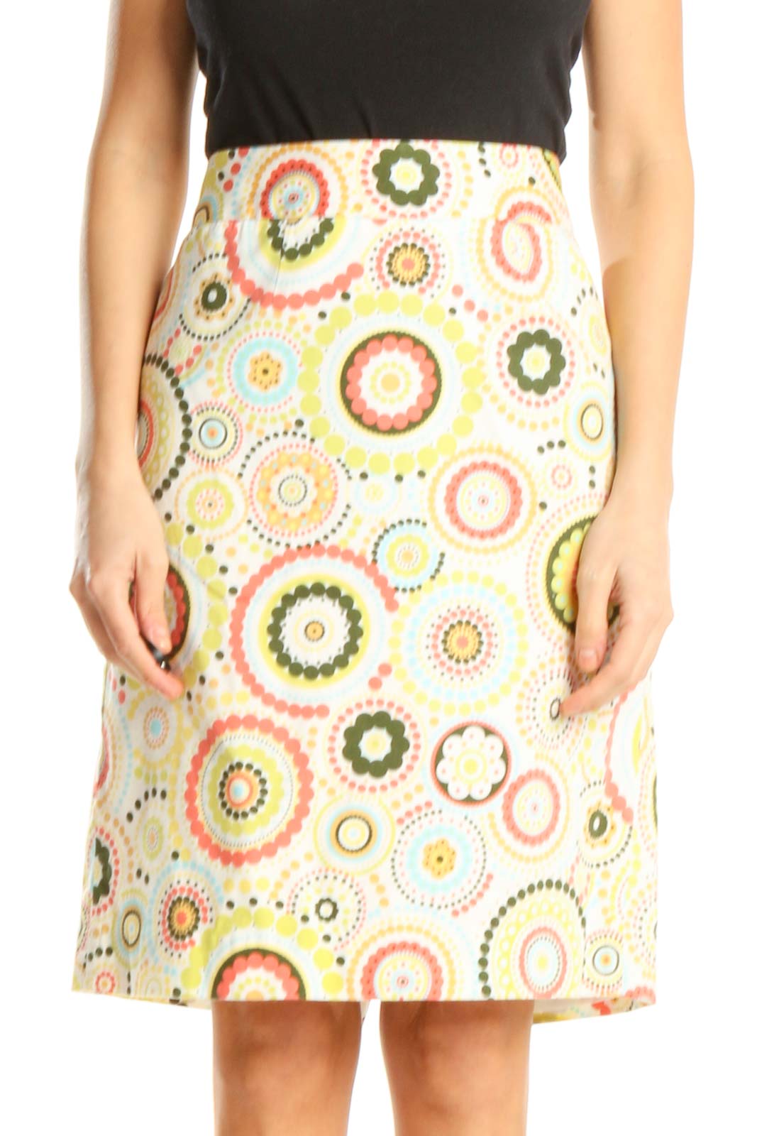 Yellow Printed Holiday A-Line Skirt