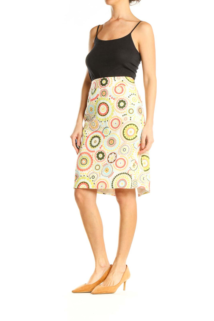 Yellow Printed Holiday A-Line Skirt