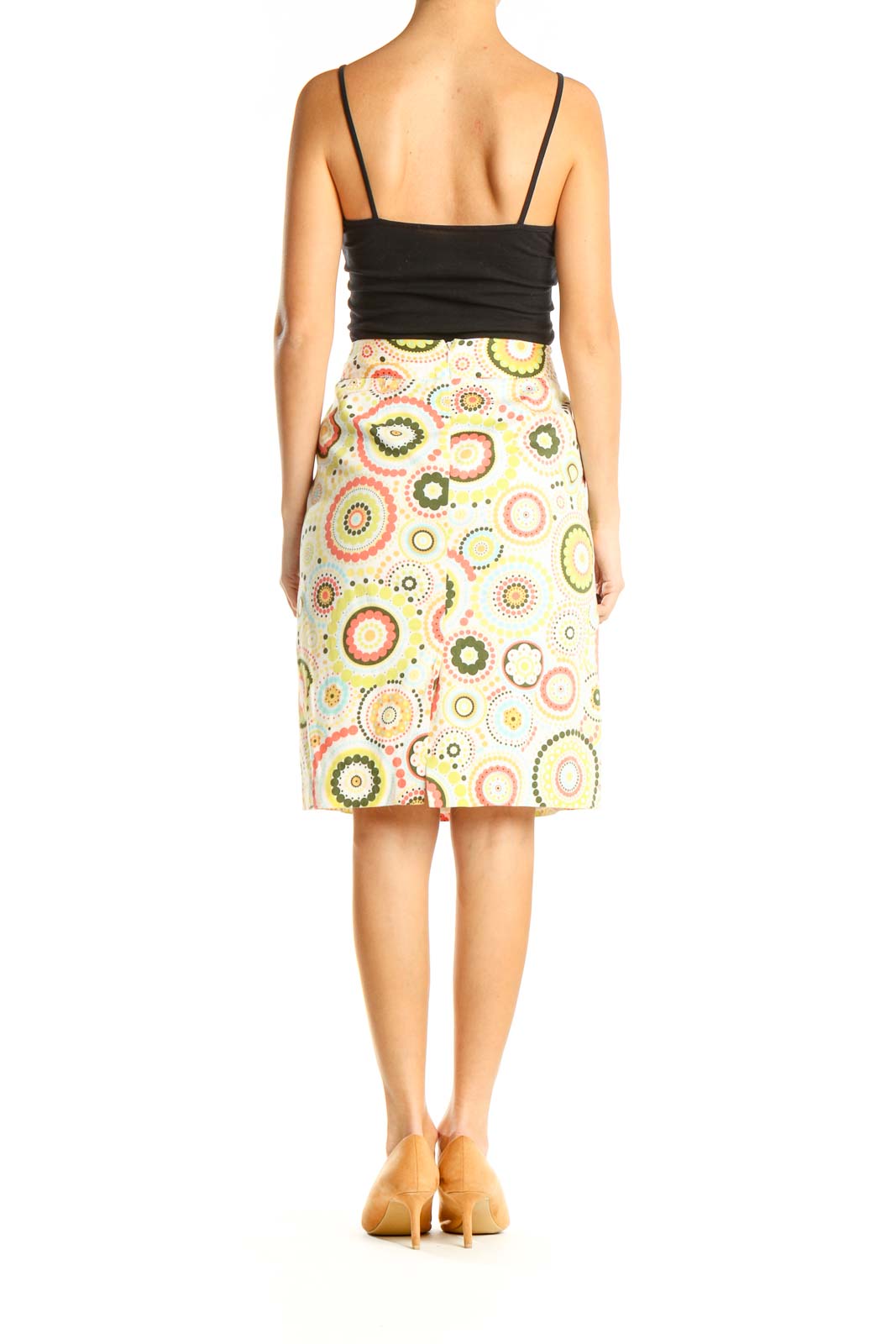 Yellow Printed Holiday A-Line Skirt
