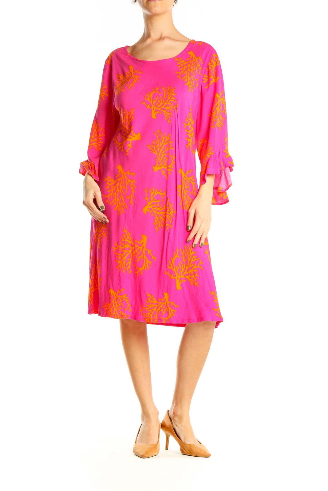 Pink Printed Classic Shift Dress