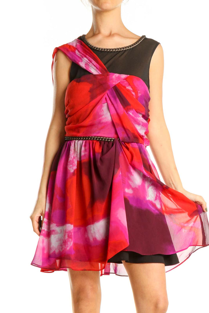 Red Pink Cocktail Retro Dress