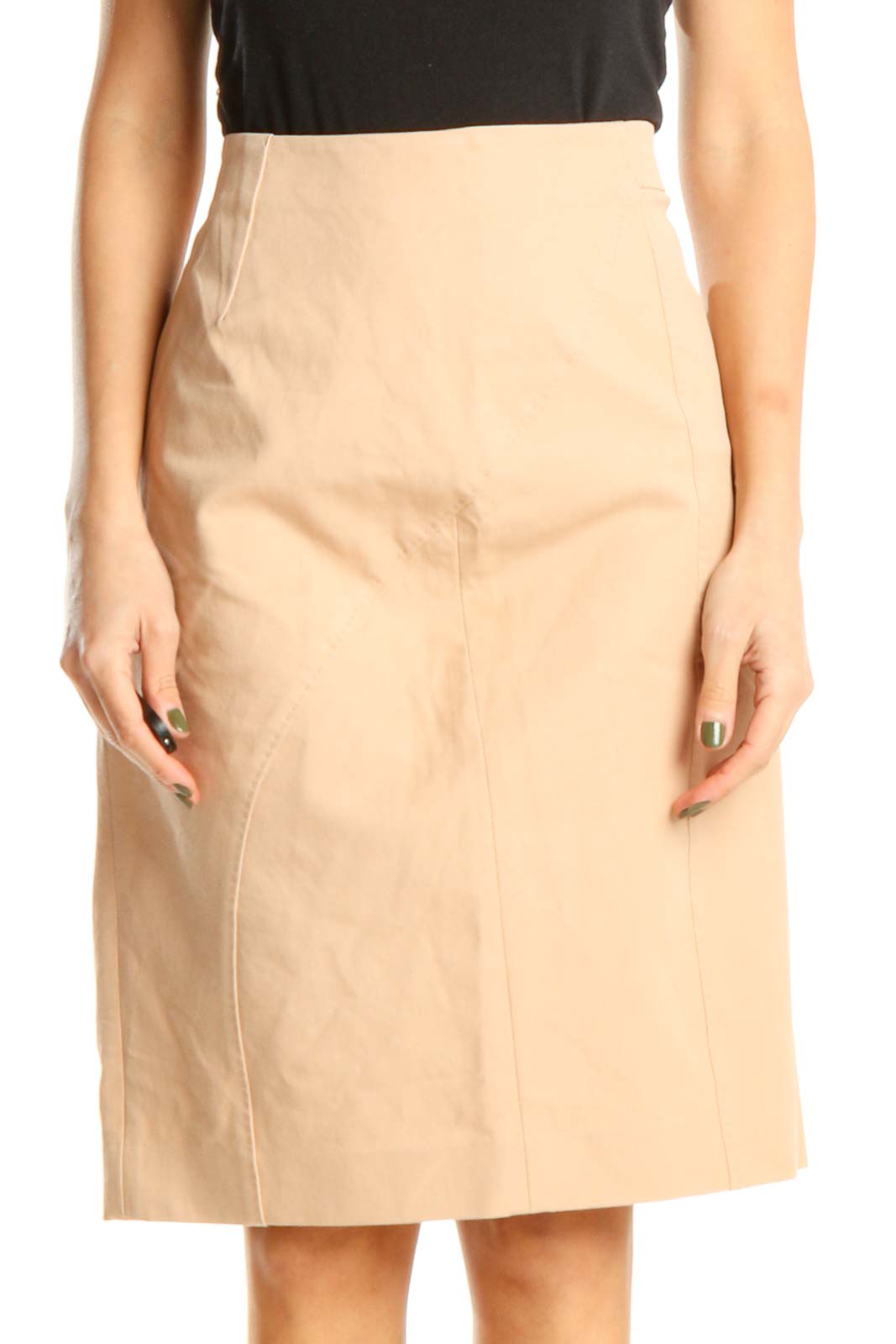 Beige Chic Pencil Skirt