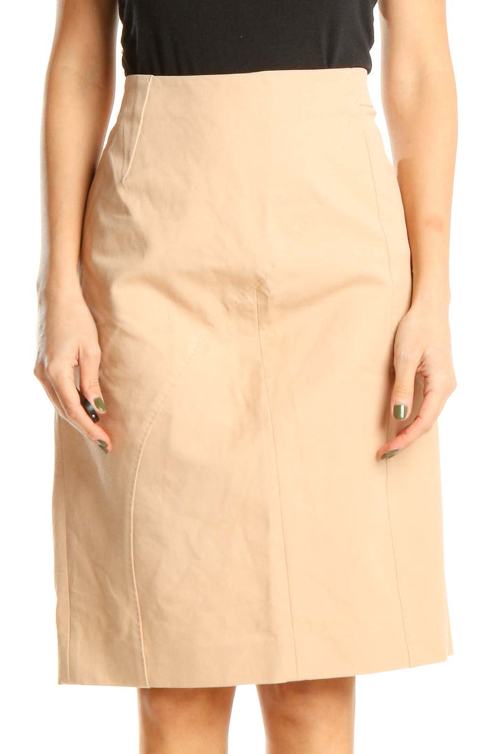 Beige Chic Pencil Skirt