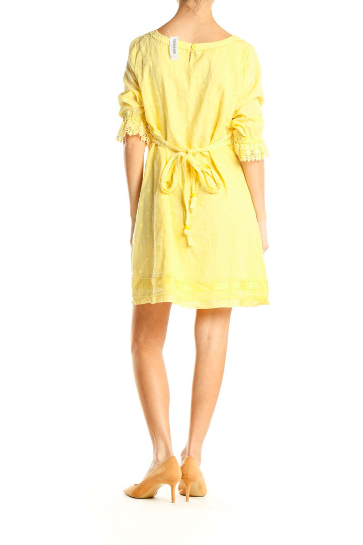 Yellow Fit & Flare Dress with Lace Detail