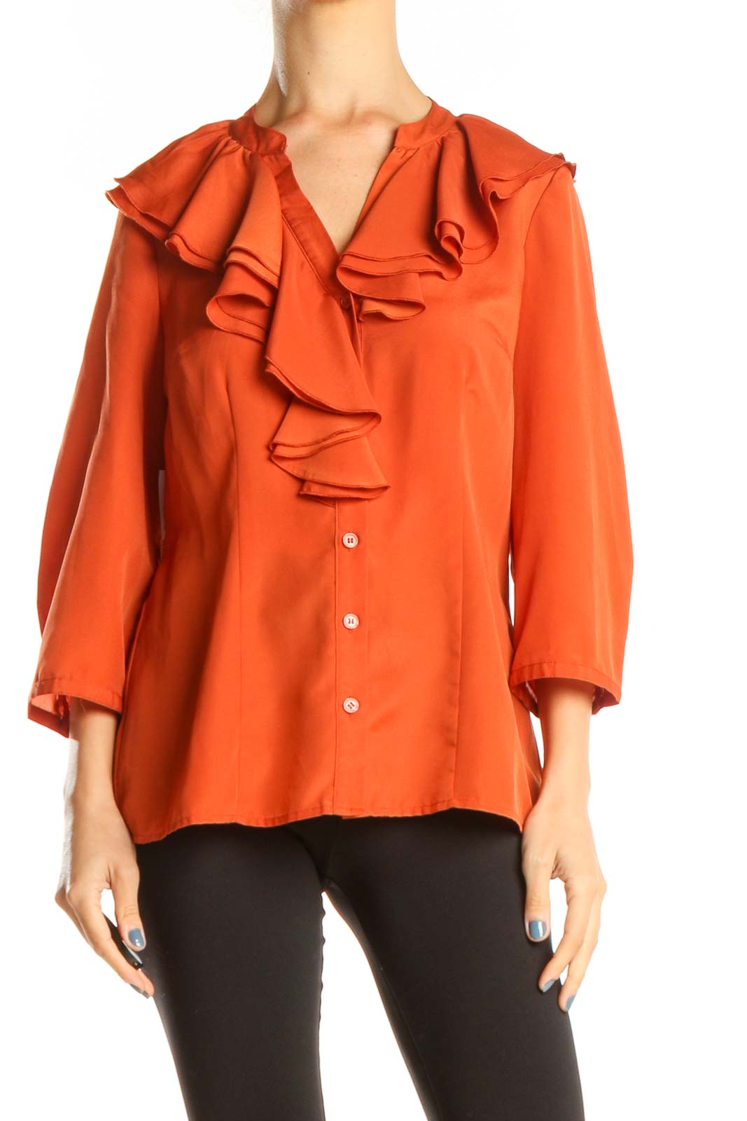 Orange Ruffle Brunch Top