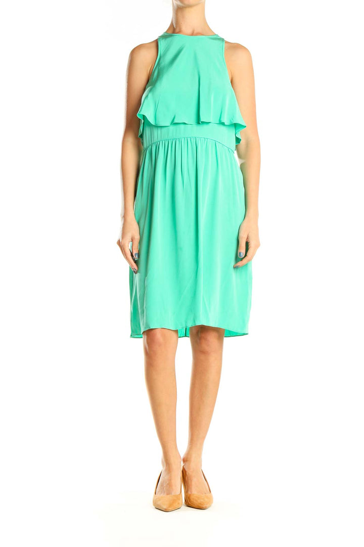 Green Retro High Neck Fit & Flare Dress