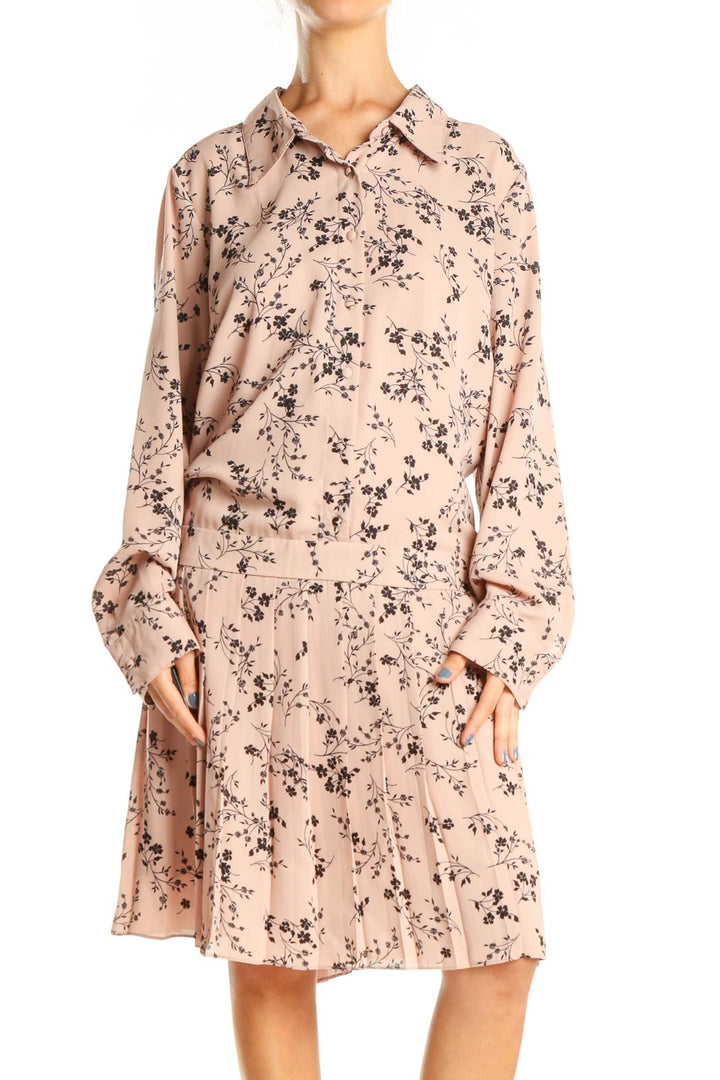 Pink Floral Print Chic Fit & Flare Dress