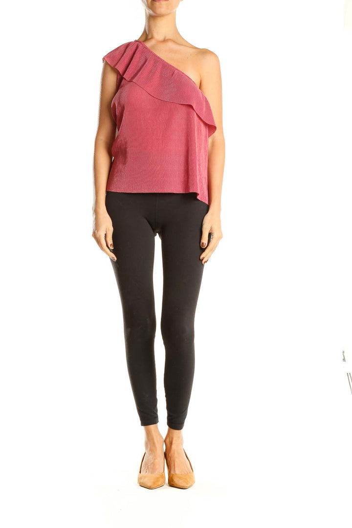 Pink Ribbed One Shoulder Chic Top