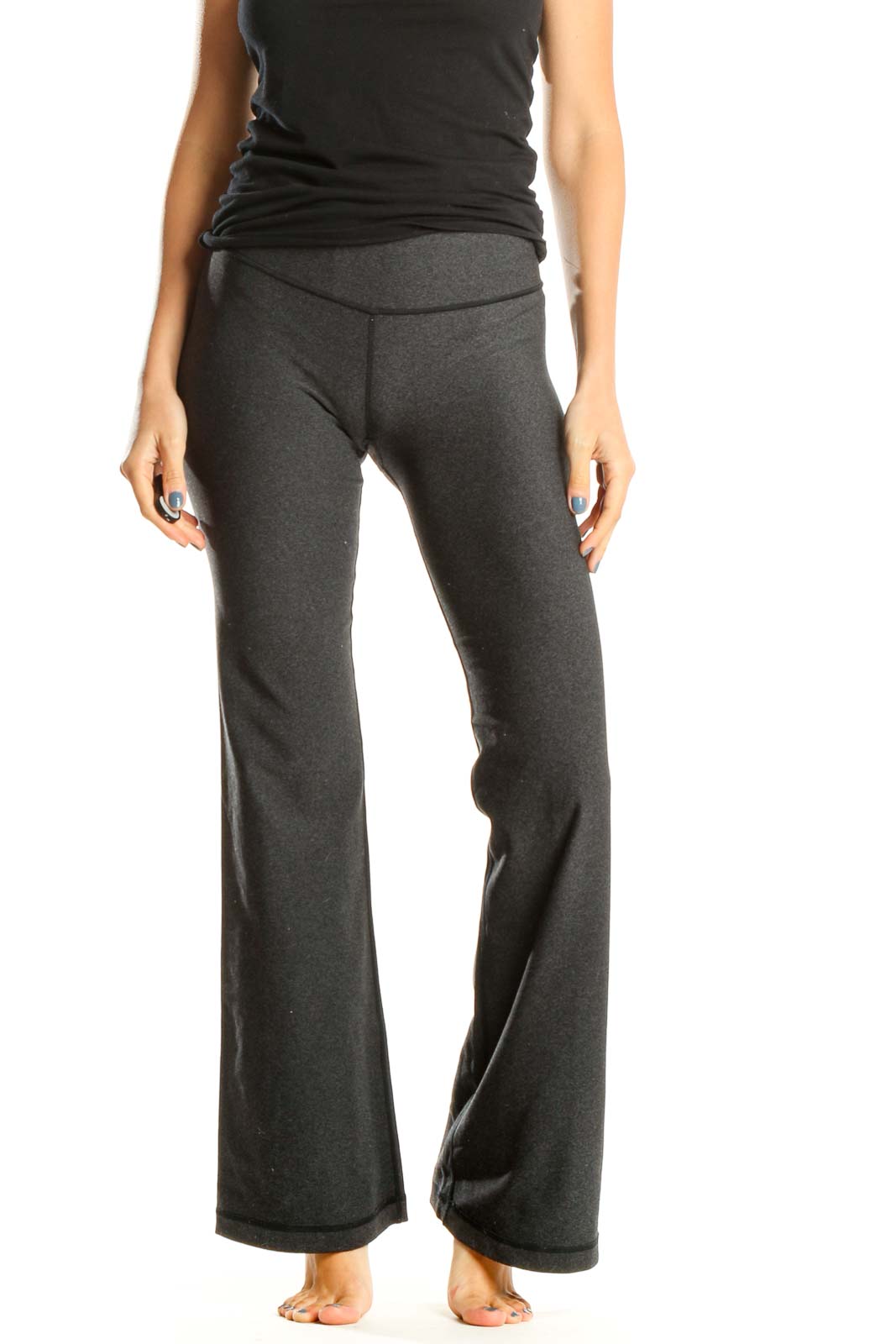 Gray Textured Activewear Wide Leg Leggings
