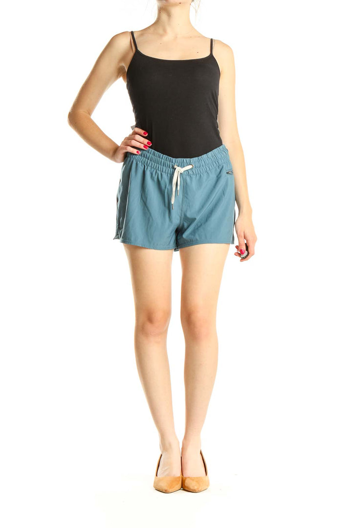 Blue Solid Activewear Shorts