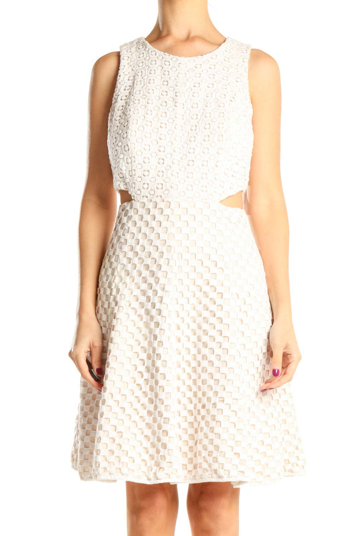 White Eyelet Classic Cutout Fit & Flare Dress