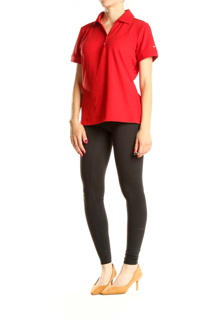 Red Activewear Polo Shirt