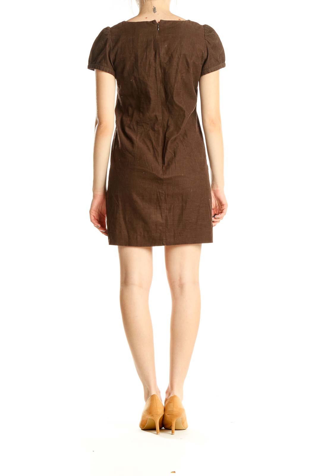 Brown Retro Mini Shift Dress