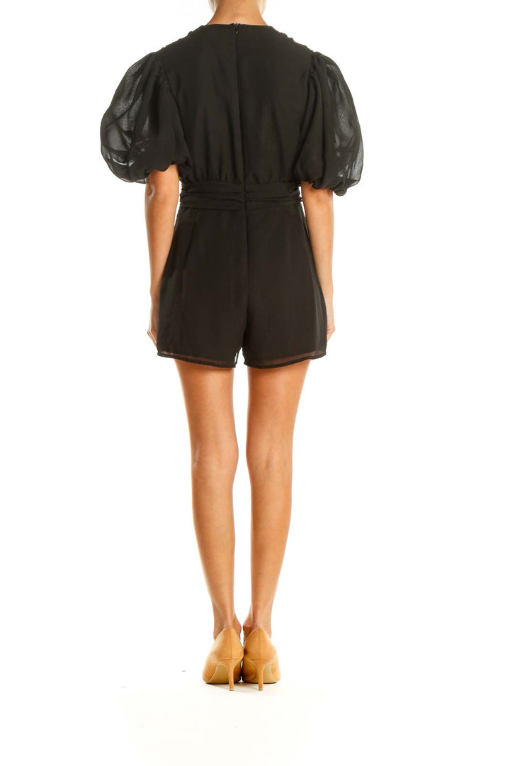 Black Puffy Sleeve Romper