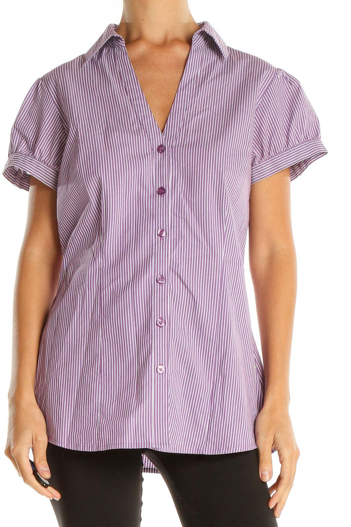 Purple Striped Casual Top