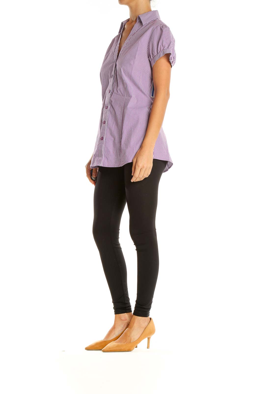 Purple Striped Casual Top