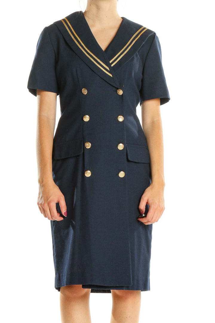 Blue Retro Work Sheath Dress