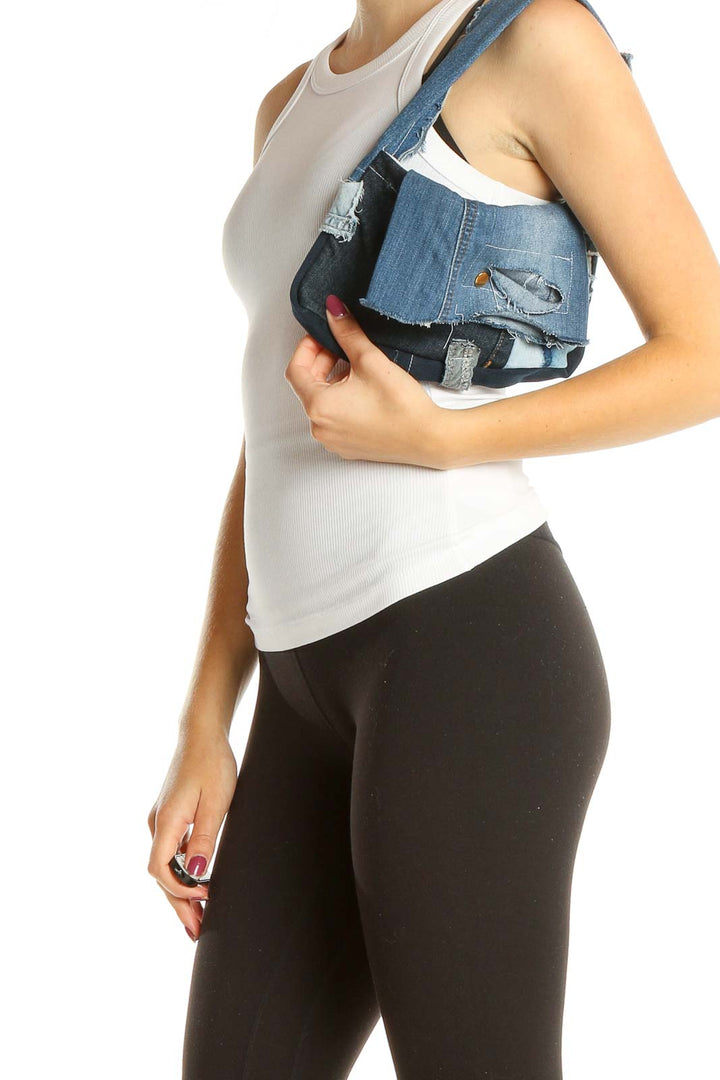 Blue Reworked Two Tone Denim Baguette