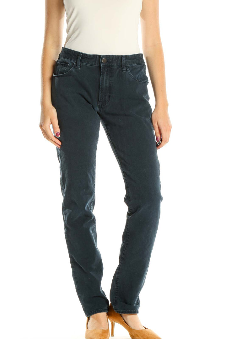 Blue Textured All Day Wear Trousers