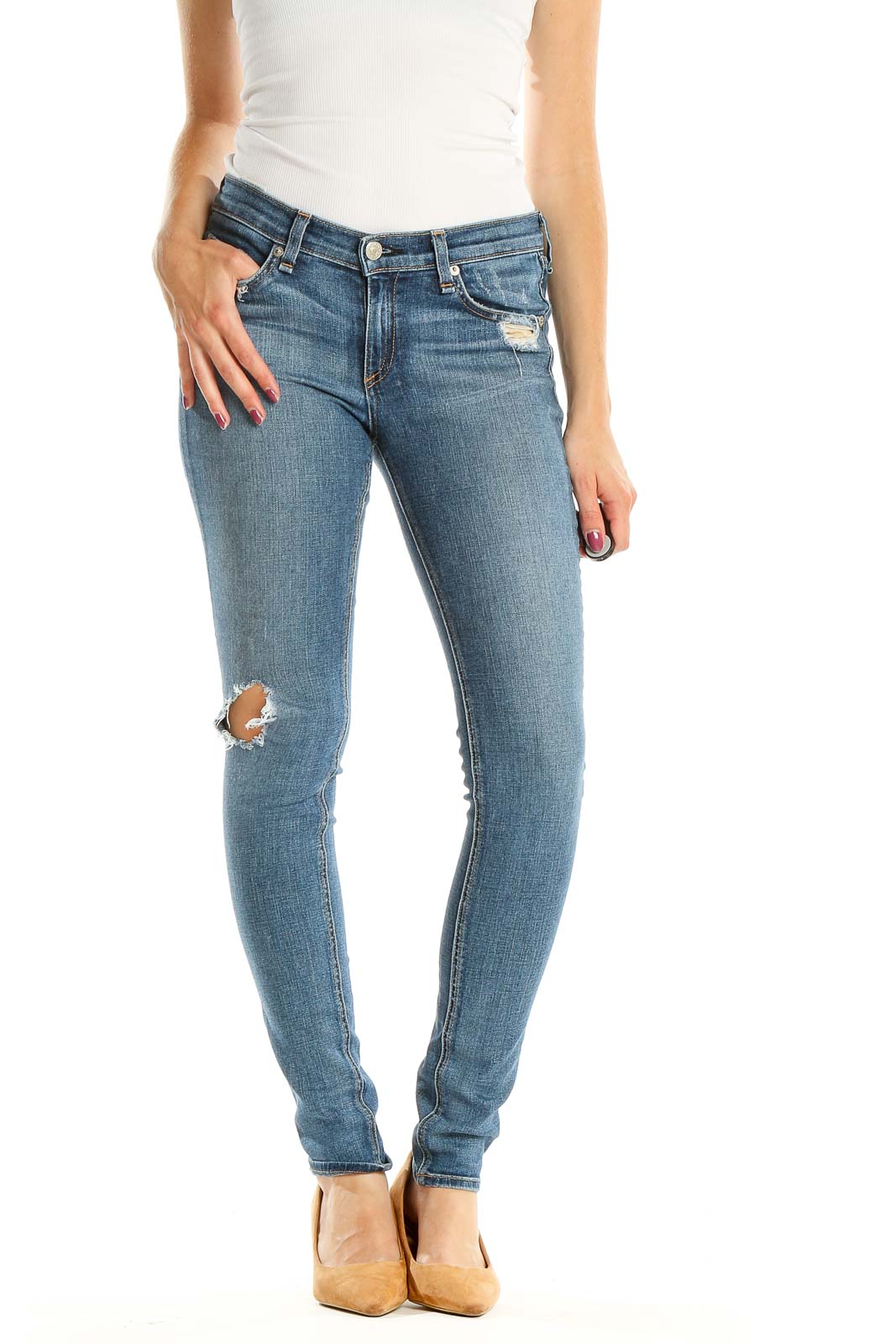 Blue Distressed Skinny Jeans