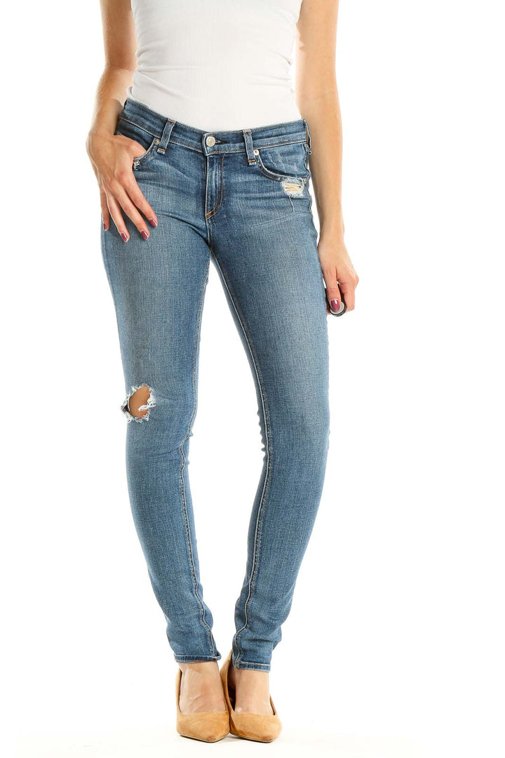 Blue Distressed Skinny Jeans