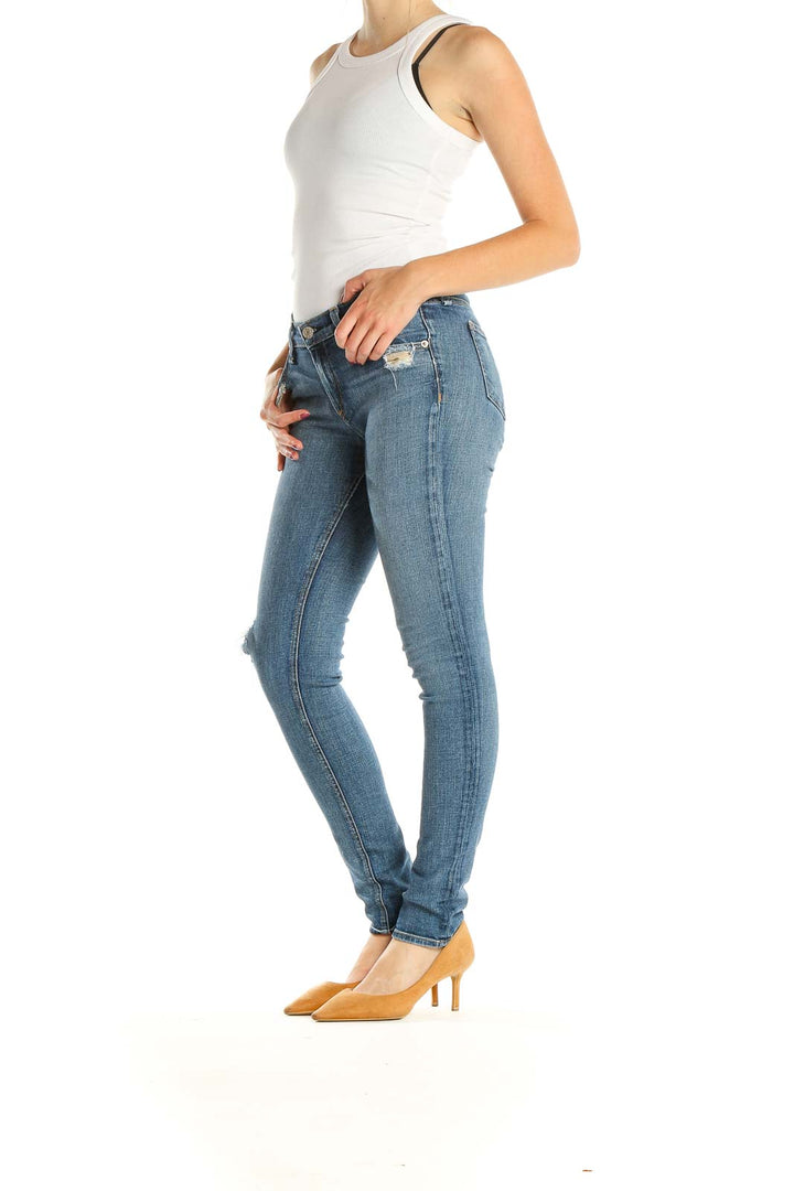 Blue Distressed Skinny Jeans
