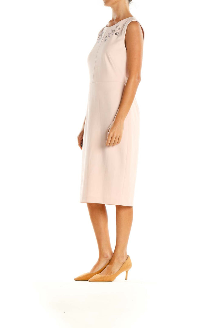 Pink Sequin Work Shift Dress