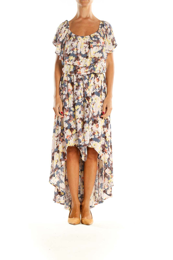 Multicolor Printed Day High-Low Dress