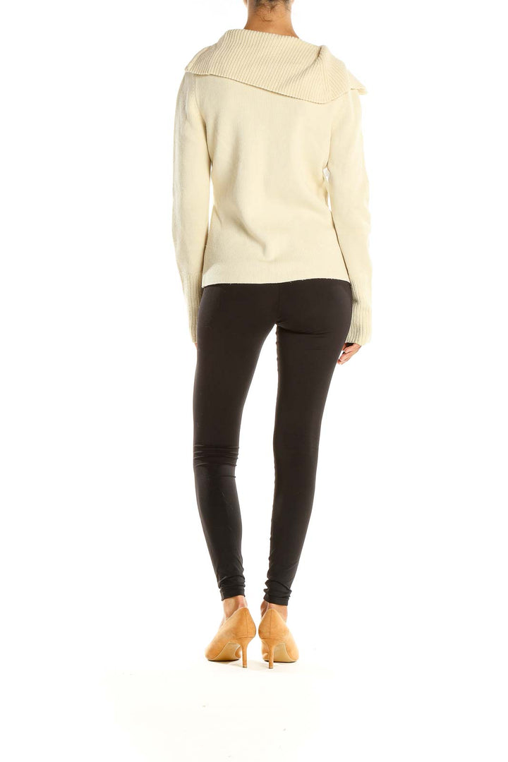 Beige Zip Up All Day Wear Sweater