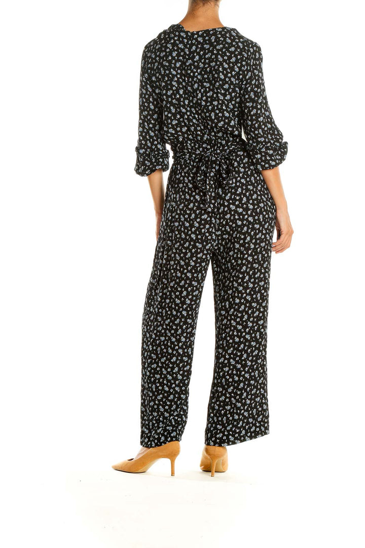 Black Floral Print Jumpsuit