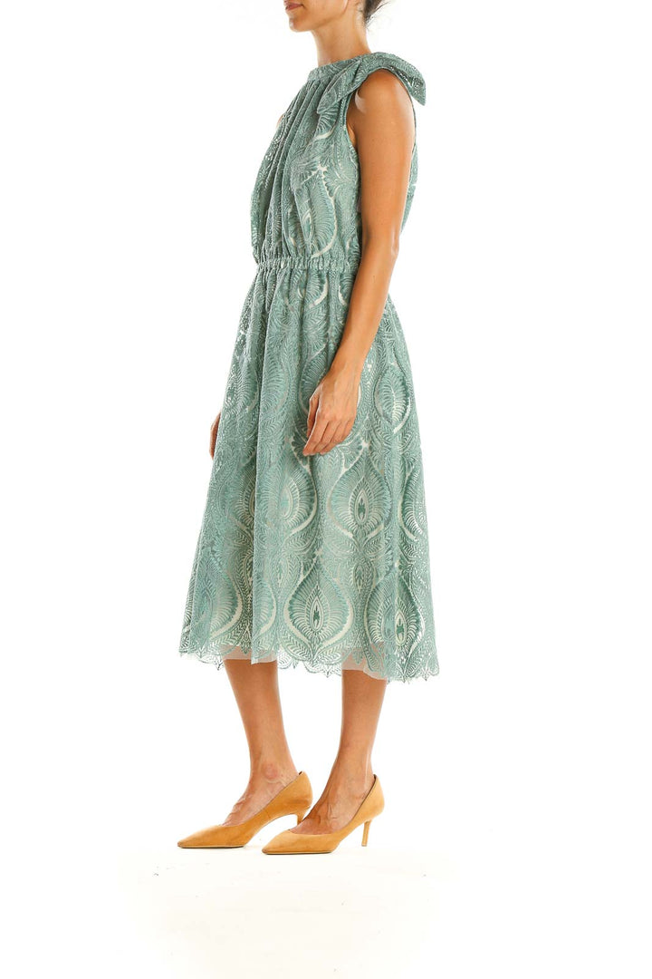 Blue Lace Holiday Fit & Flare Dress