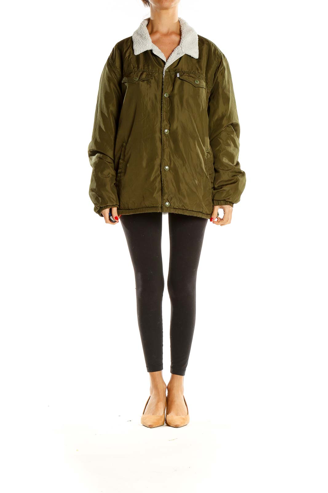 Green Military Jacket With Sherpa Lining
