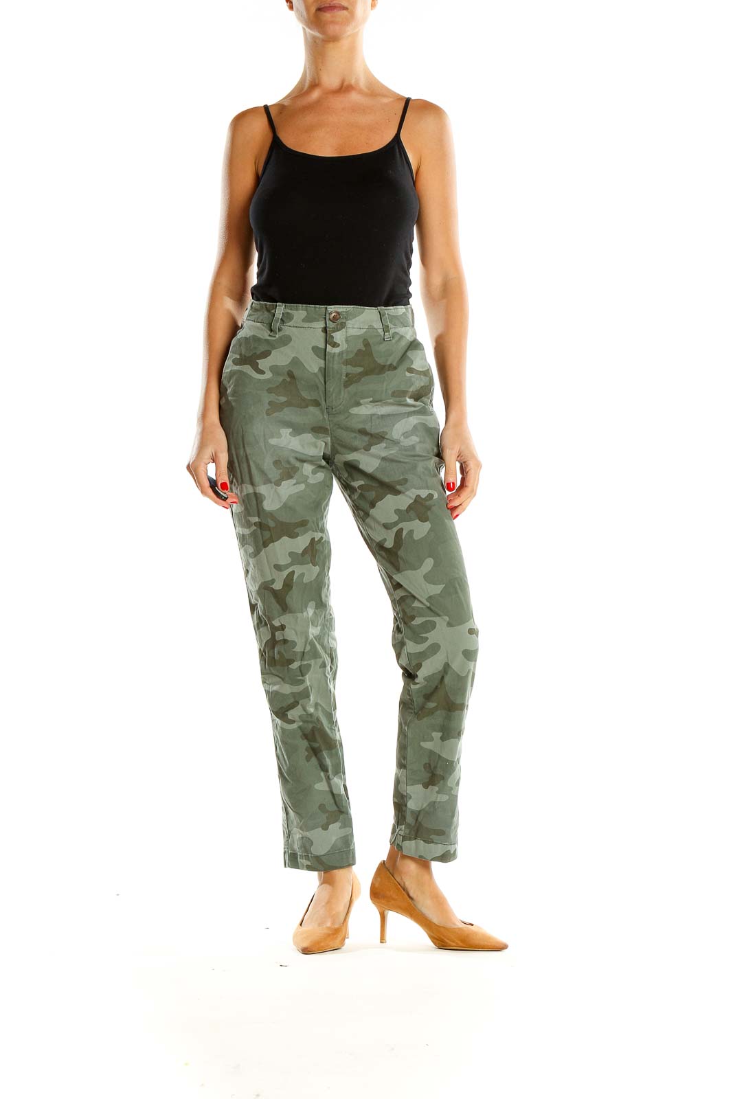 Green Camouflage Print All Day Wear Cargos Pants