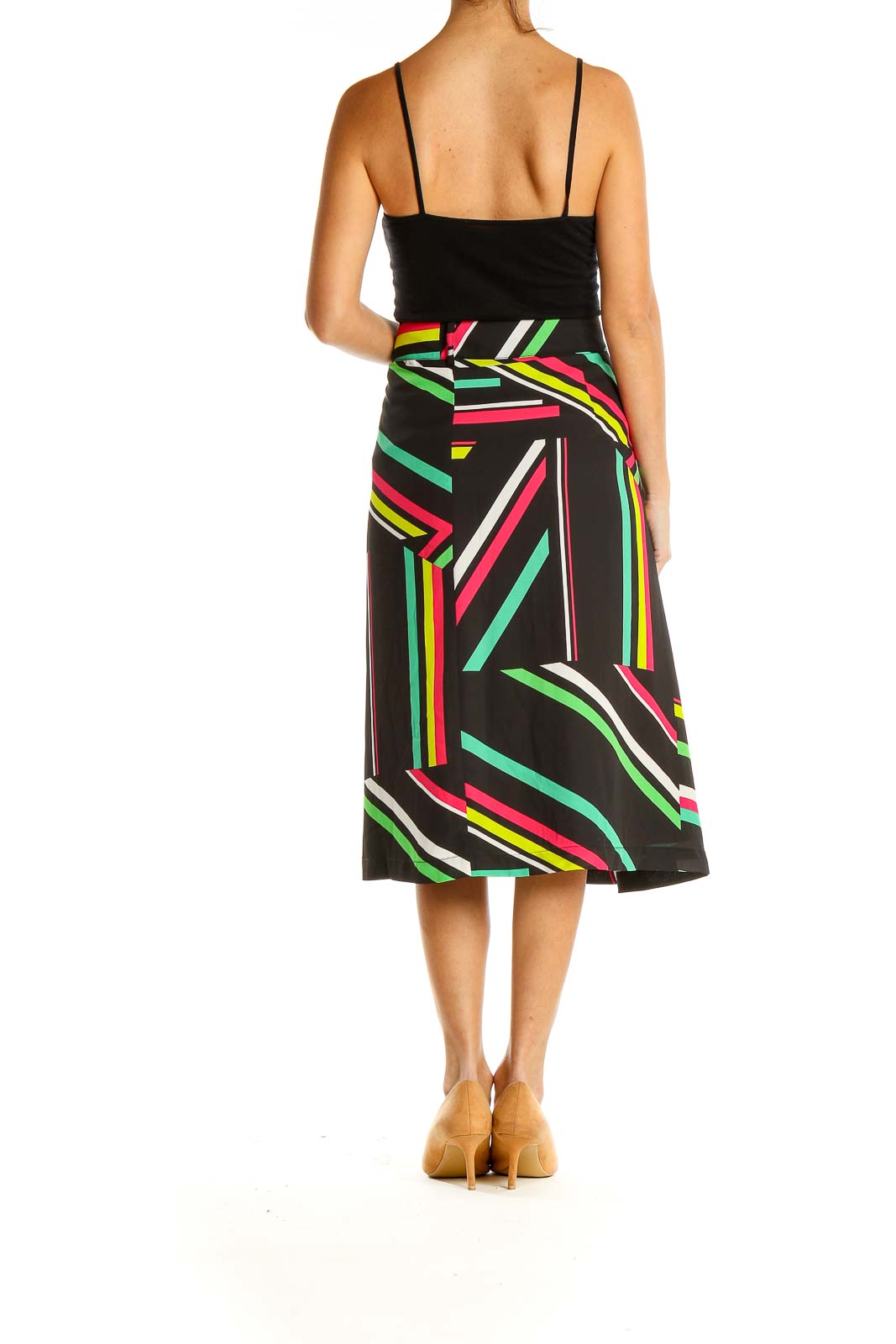 Multicolor Striped Retro Midi Skirt