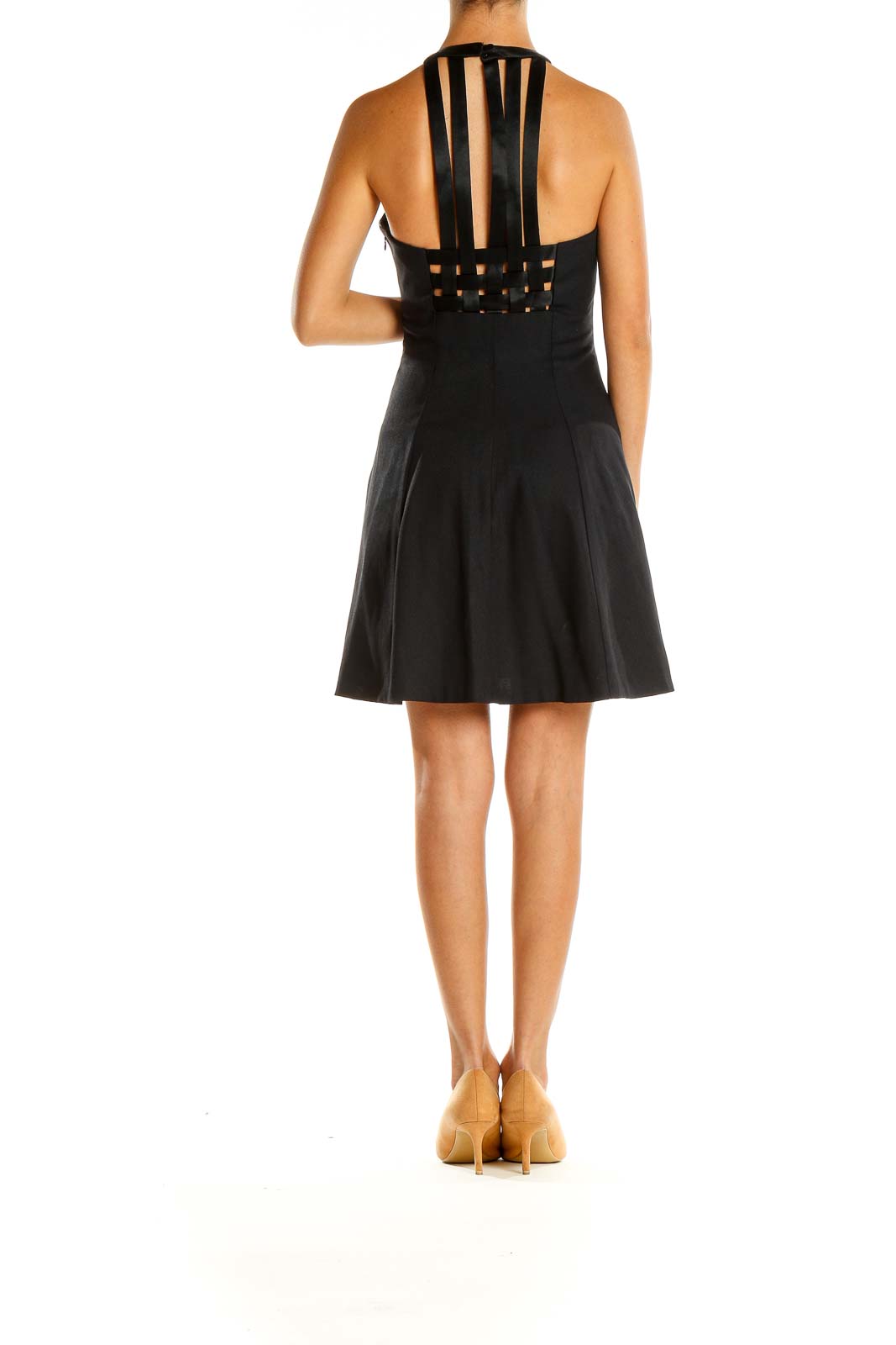 Black Classic High Neck Fit & Flare Dress