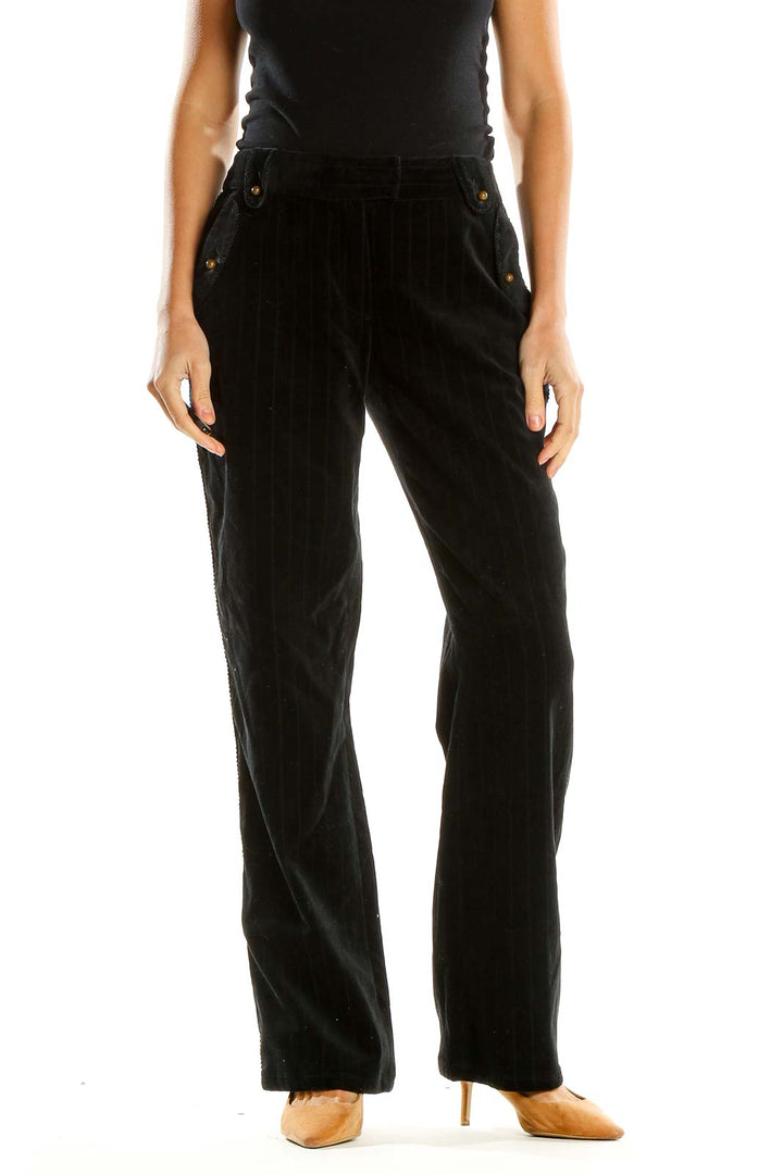 Black Textured All Day Wear Trousers