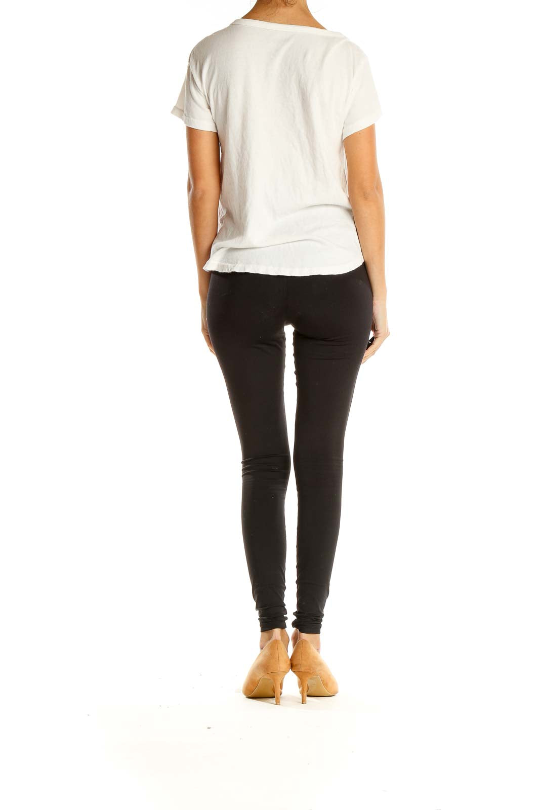Back view of white Free People t-shirt showing plain design