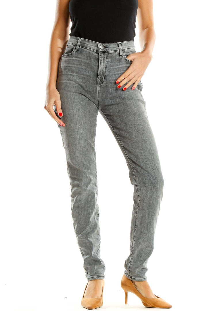 Gray Straight Leg Denim Jeans