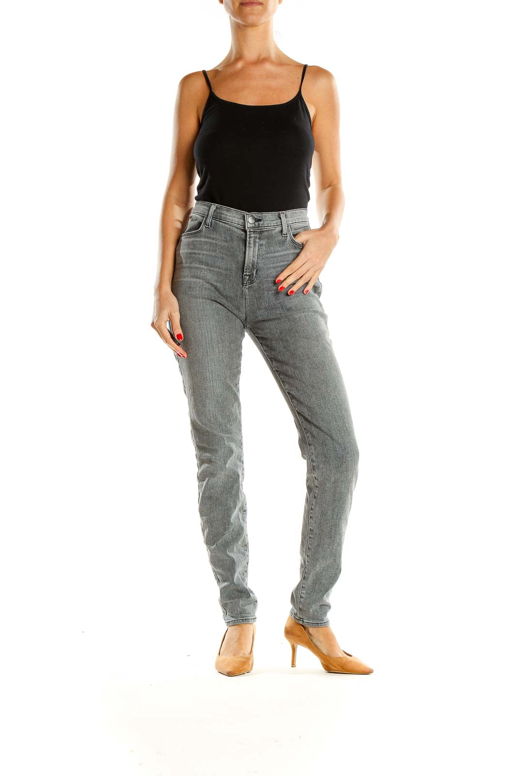 Gray Straight Leg Denim Jeans