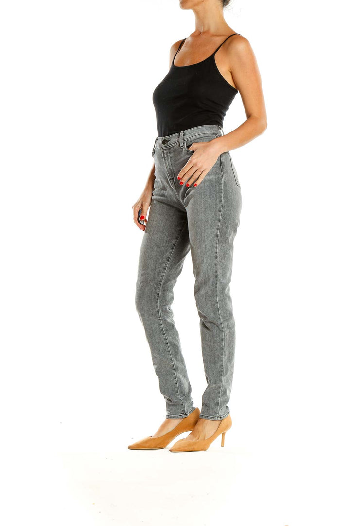 Gray Straight Leg Denim Jeans