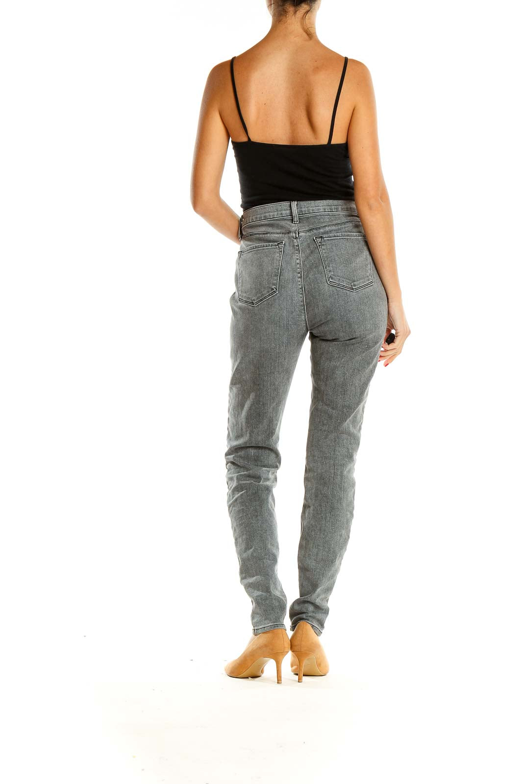 Gray Straight Leg Denim Jeans