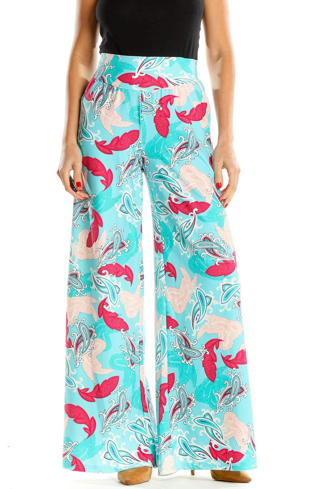 Blue Tropical Print Holiday Palazzo Pants