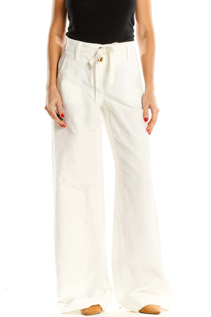 White All Day Wear Wide Leg Pants