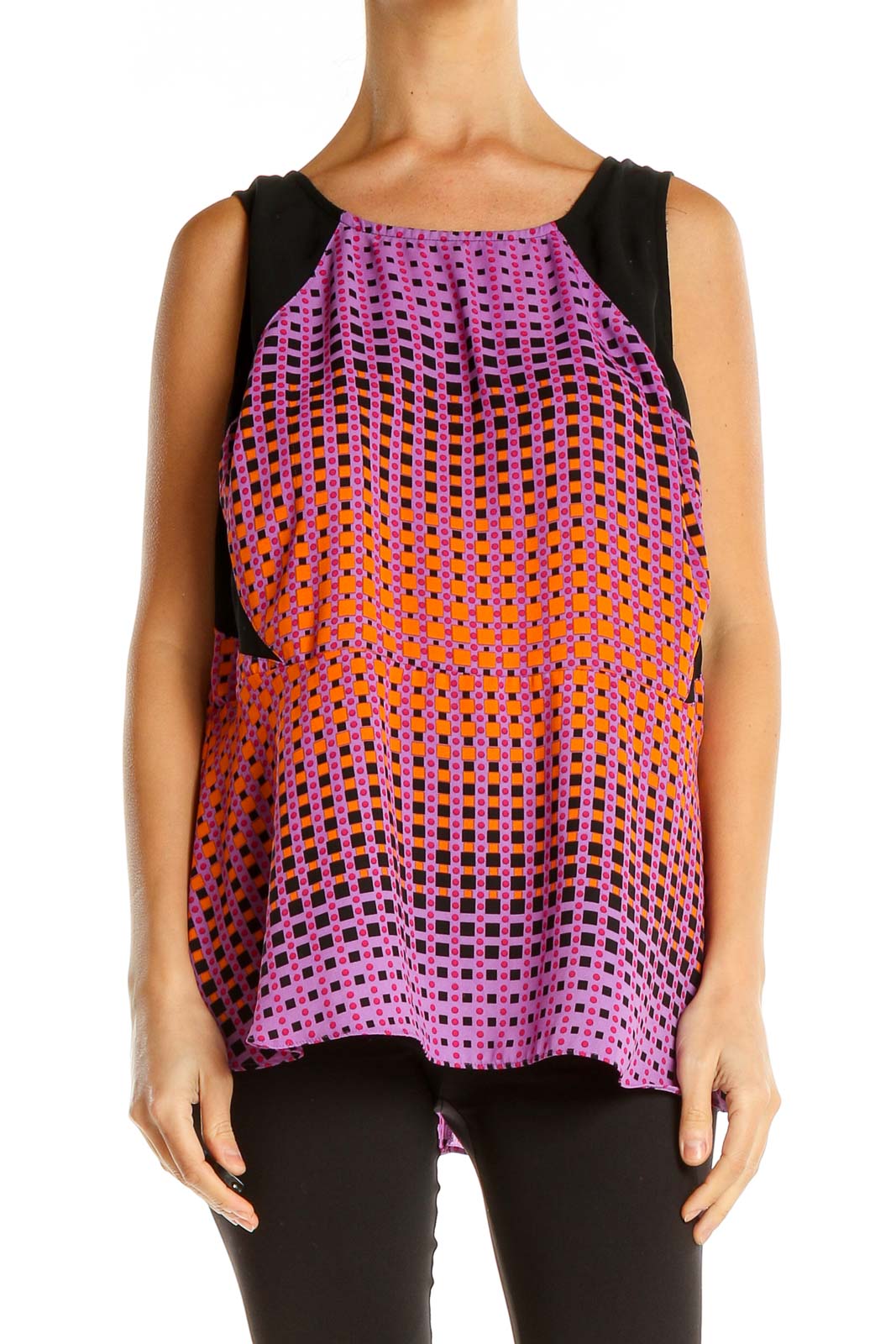 Pink Orange Printed Tank Top