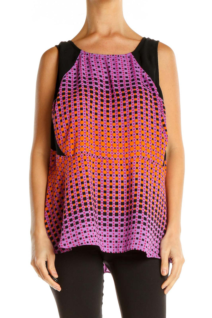 Pink Orange Printed Tank Top