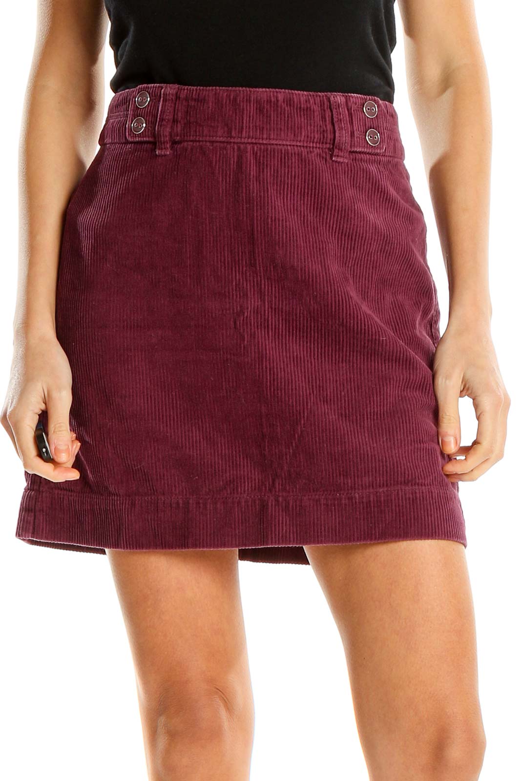 Purple Chic Corduroy A-Line Skirt