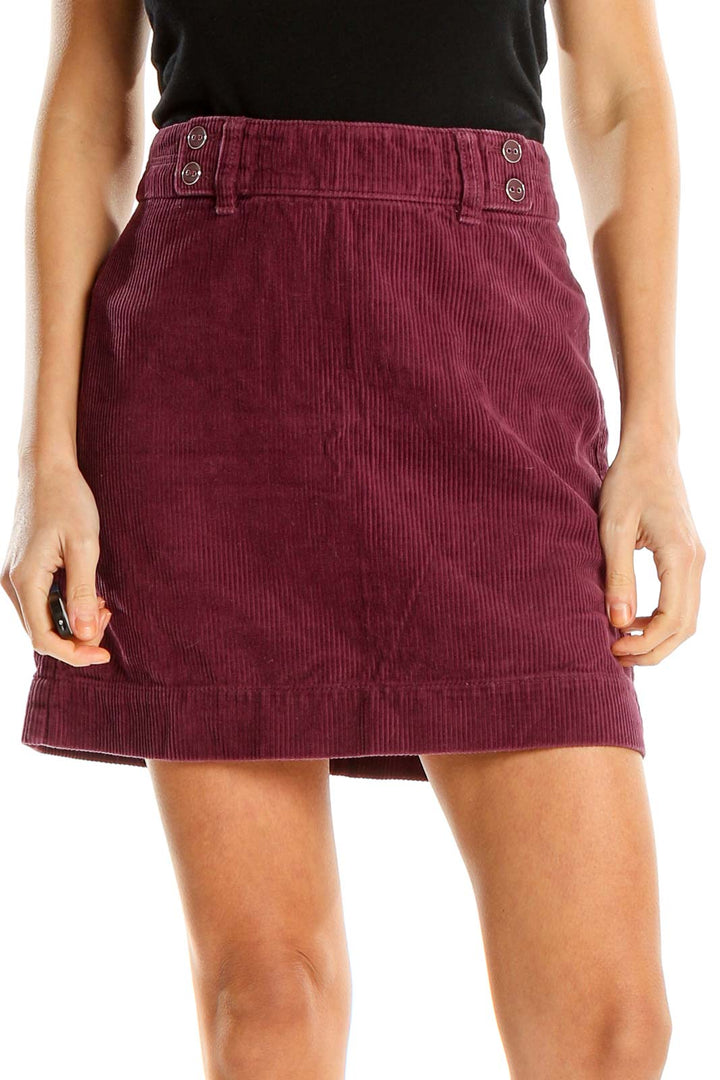 Purple Chic Corduroy A-Line Skirt