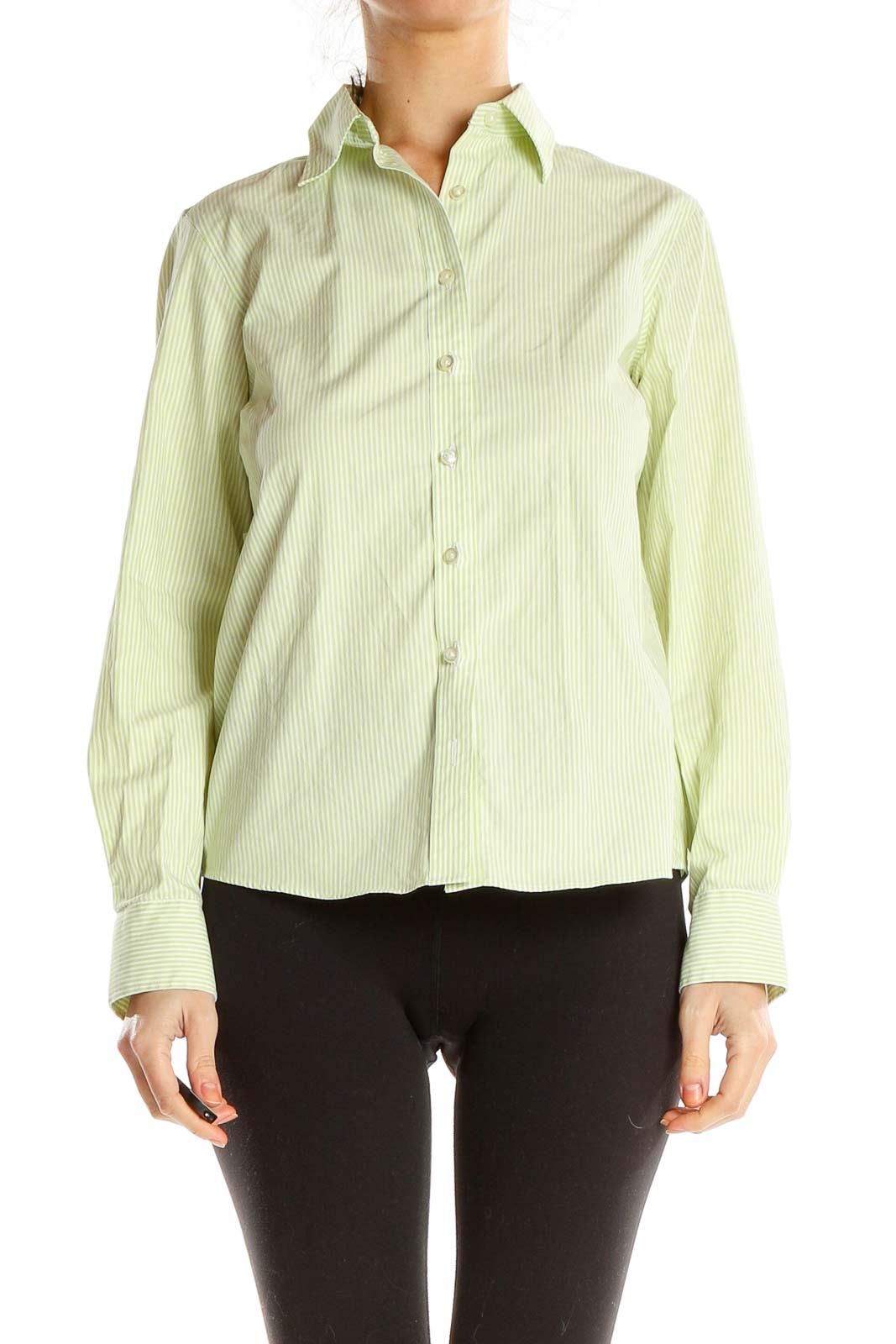 Green Striped Formal Shirt