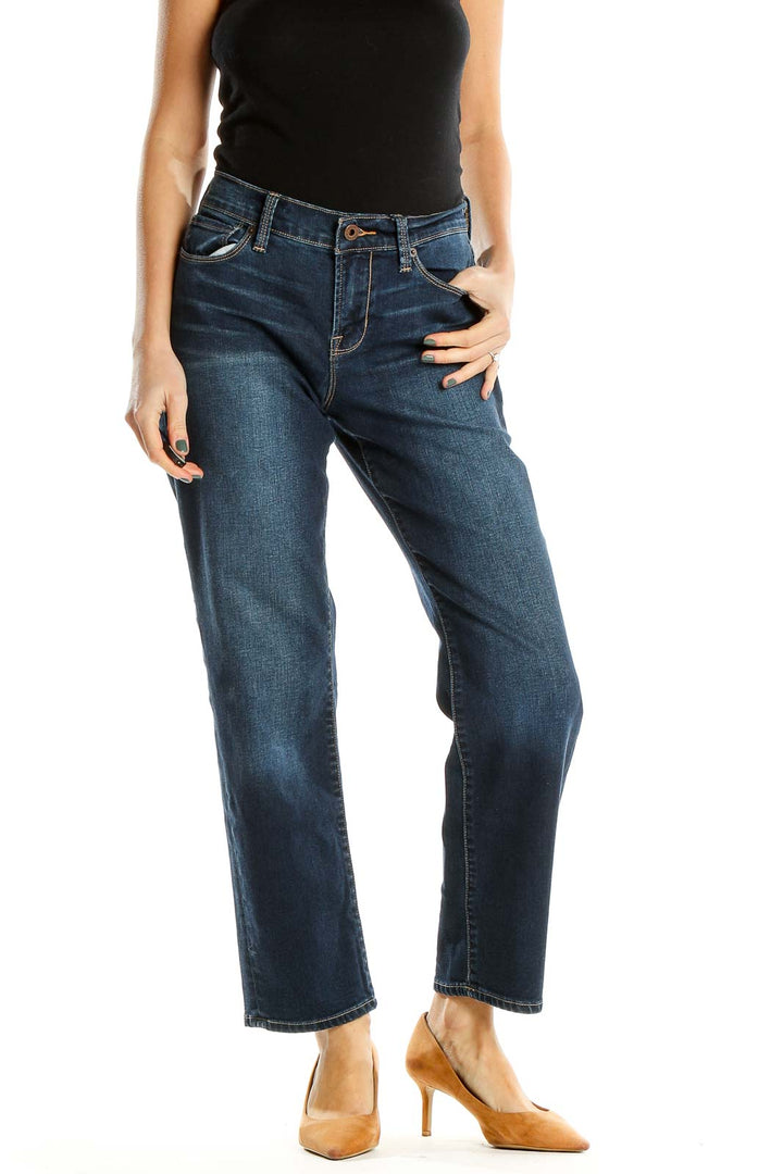 Blue Ankle Wide Leg Jeans